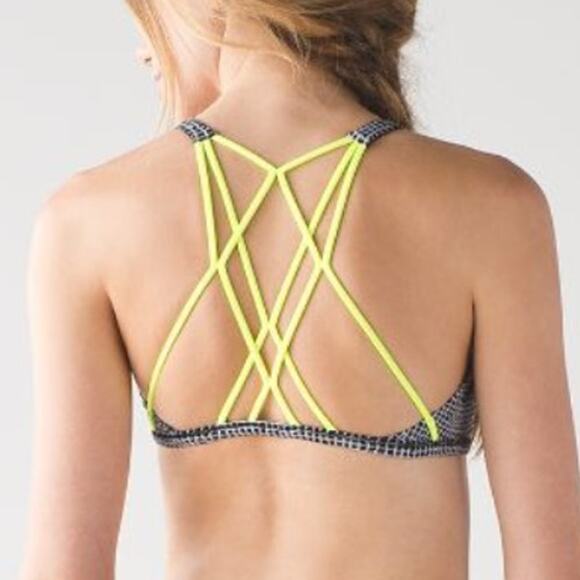 lululemon athletica Other - Lululemon 8 Free To Be Zen Sports Bra Florescent Yellow Black Gym Running